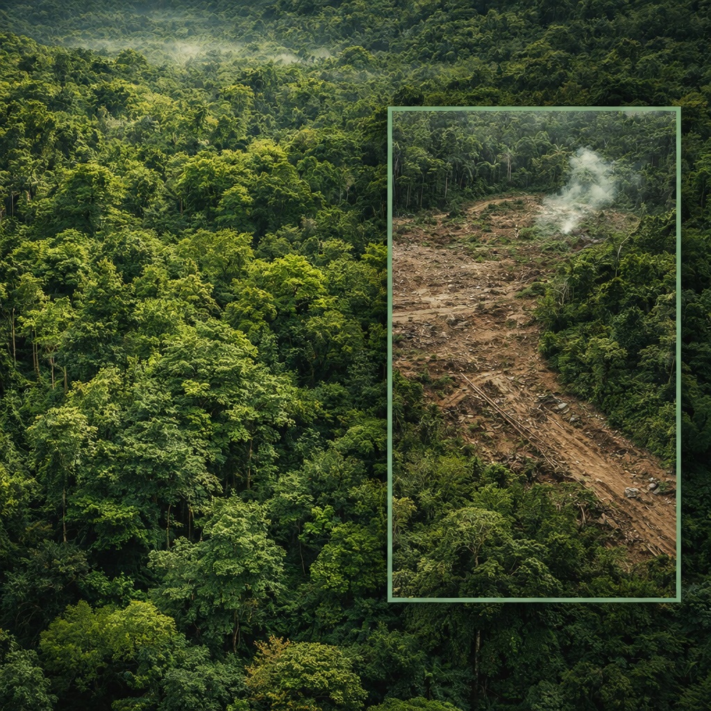 Forest canopy satellite view